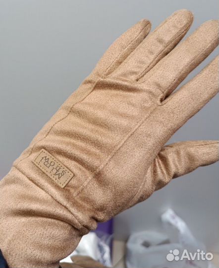 Перчатки замшевые с флисовым подкладом новые