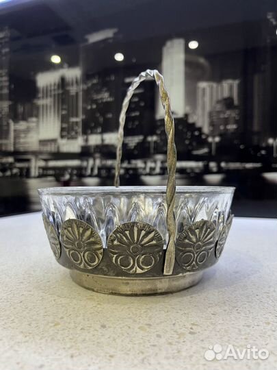 Конфетница корзинка мельхиор СССР