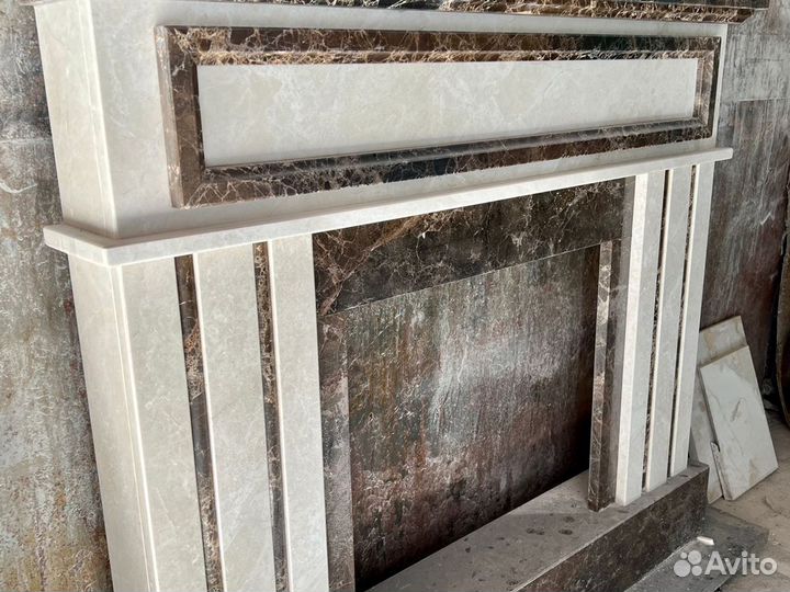 Камин из мрамора Имперадор Дарк и Крема Марфил