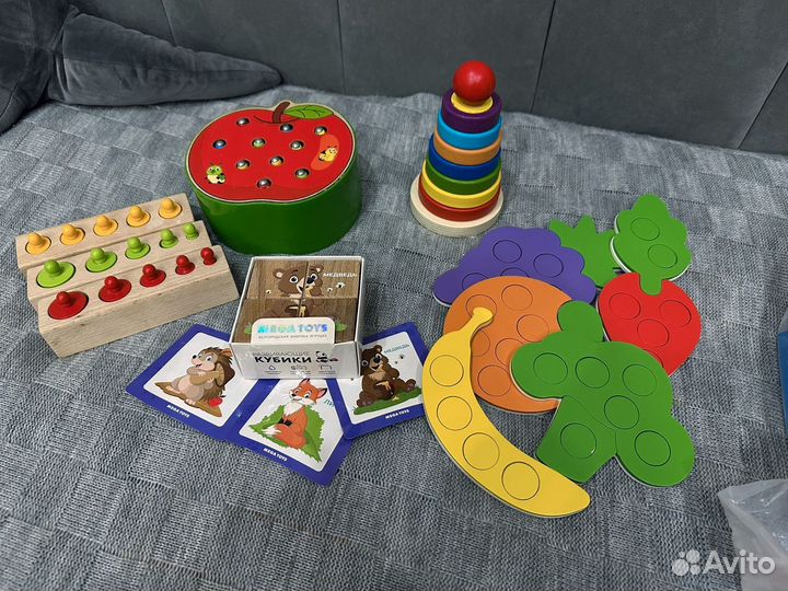 Развивающие игрушки пакетом деревянные
