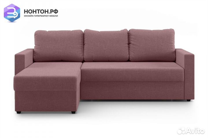 Диван угловой дельфин Торонто розовый