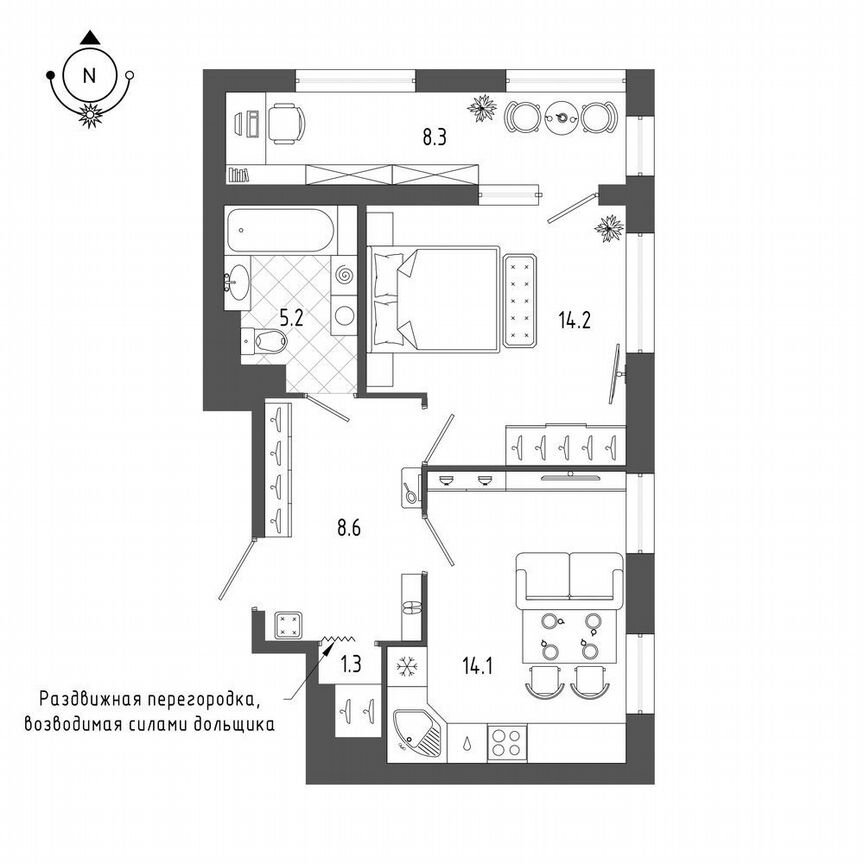 1-к. квартира, 47,6 м², 6/18 эт.