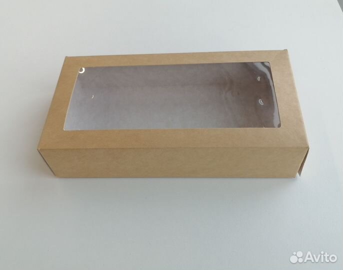 Коробка пенал с окном, крафт, 700 мл, 1500 мл