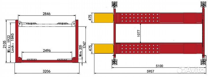 A455AH Подъемник четырехстоечный 5.5 т