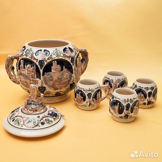 Крюшонница - Горшок для Глинтвейна + 4-е кружки