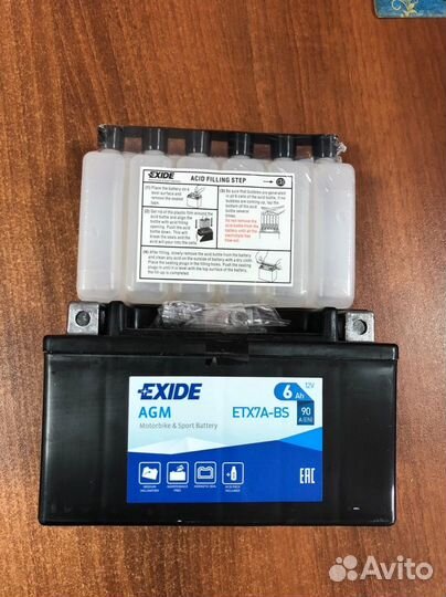 Новый аккумулятор Exide AGM ETX7A-BS 12В 6А
