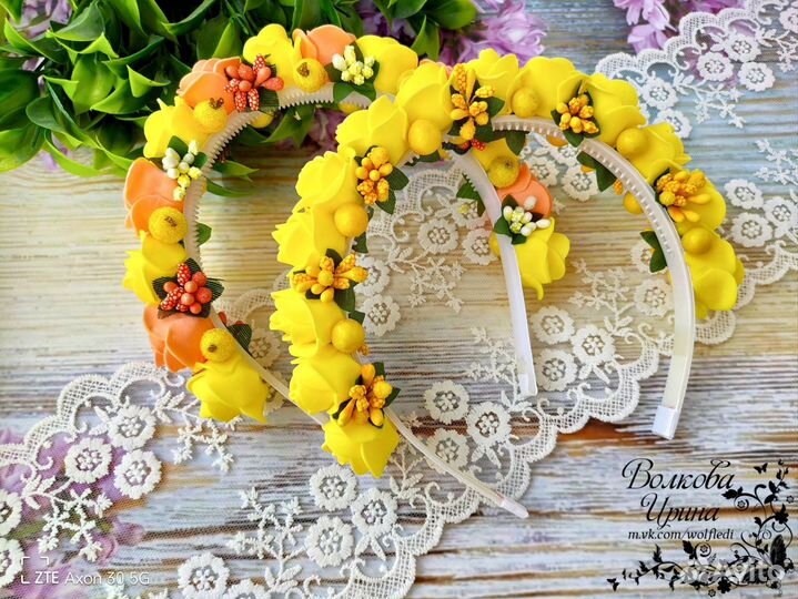 Ободок (обруч) с цветами