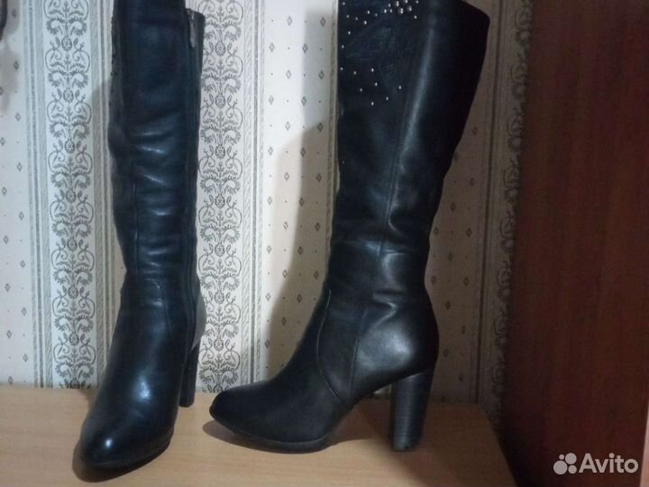 Сапоги ж.Зима.Кожан. Мех натур. Р-37