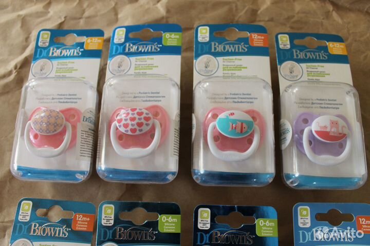 Пустышки, прорезыватели dr browns 6-12, 12+