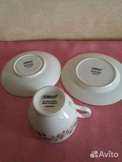 Чайное трио, сахарница, молочник, Англия