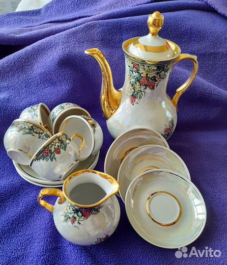 Кофейный сервиз СССР перламутровый бу