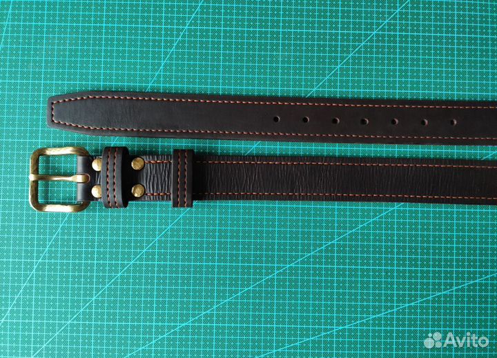 Ремень из кожи буйвола 38 мм с кованой пряжкой