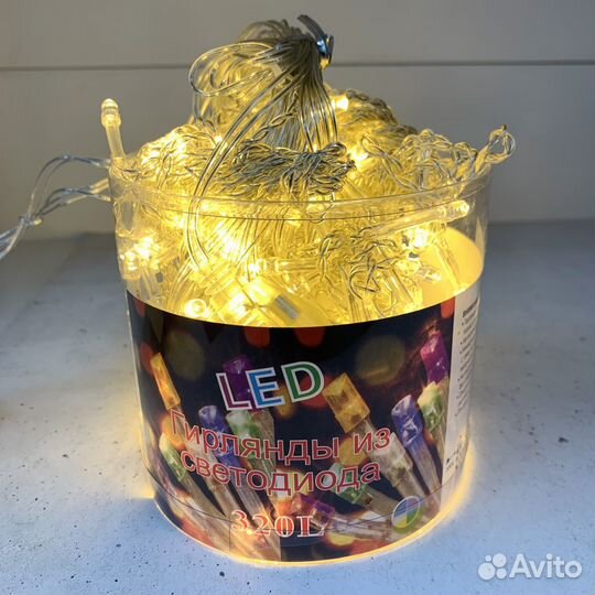 Гирлянда штора 3*2м теплый желтый свет