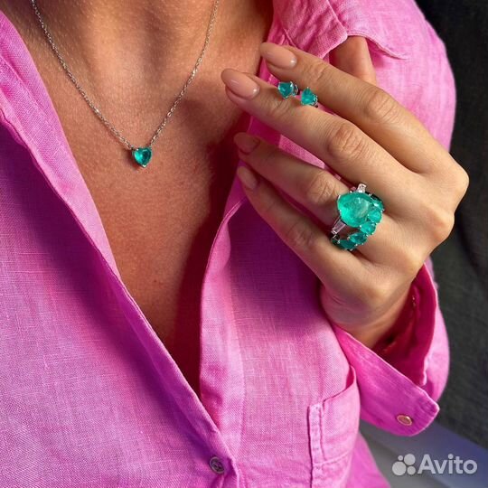 Серебро с турмалином параиба