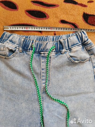 Джинсы бананы на резинке и шнурке, стрейч, 46