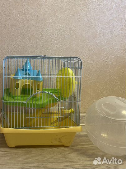 Клетка для хомяка, шарик для хомяка. Корм