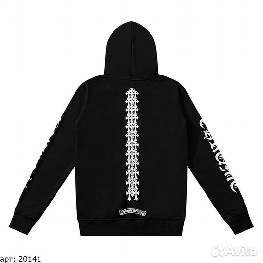 Зип худи chrome hearts spine cross Черное