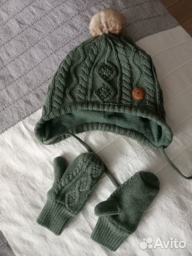 Шапка детская на флисе с варежками H&M