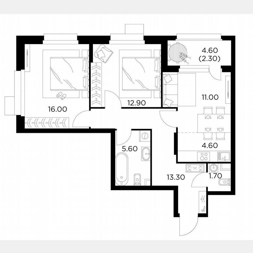 3-к. квартира, 67,4 м², 4/18 эт.