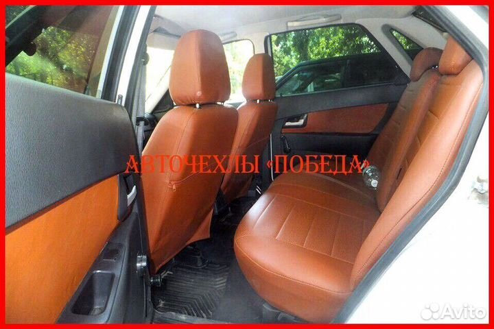 Чехлы LADA Priora из экокожи коричневые Классика