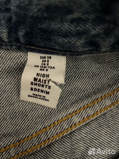 H&M Шорты джинс с высокой талией синие EUR 38 M
