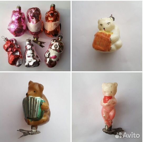 Старые елочные игрушки мишки