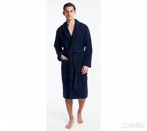 Халат махровый мужской Home One темно-синий, разме