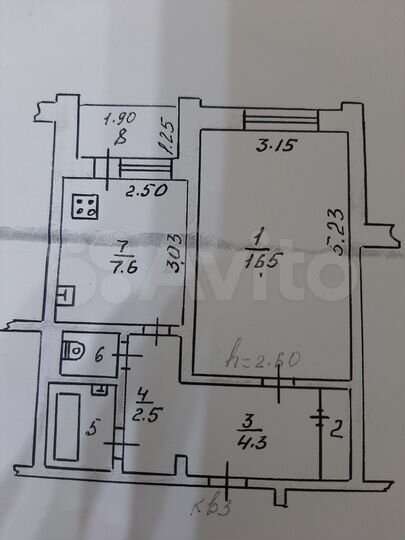 1-к. квартира, 35,1 м², 1/2 эт.