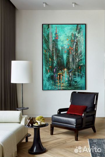 Интерьерная картина городской пейзаж премиум холст