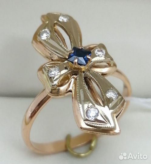 Кольцо / размер 18,5 / 3,51г / Золото585 / фианиты квадрат