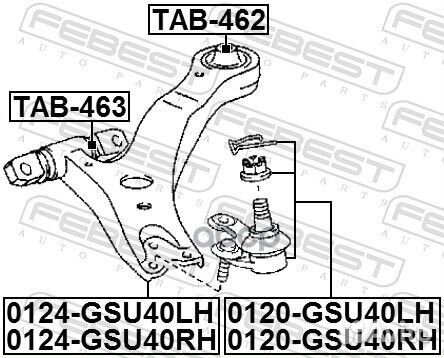 Рычаг подвески перед прав 0124GSU40RH Febest