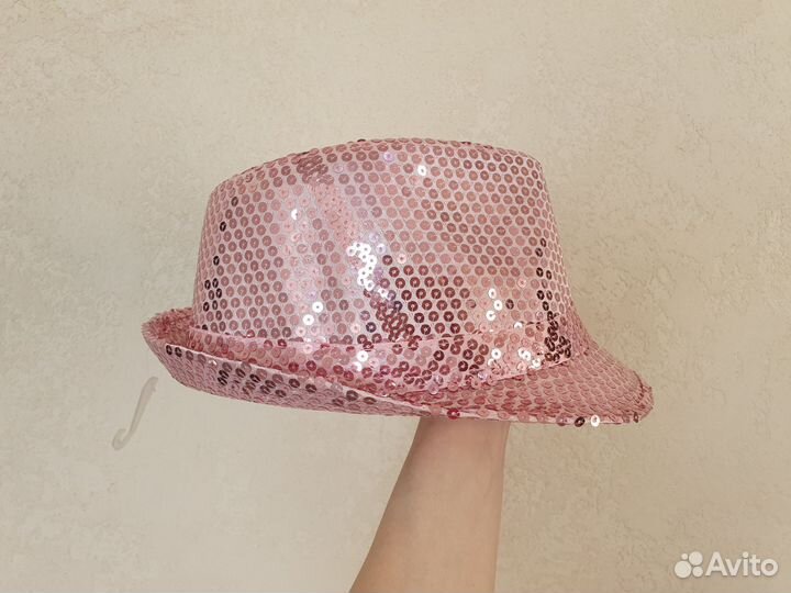 Шляпы пайетки розовая и черная фетр 55см