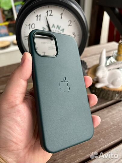 iPhone 12 12 Pro Кожаный чехол Зеленый
