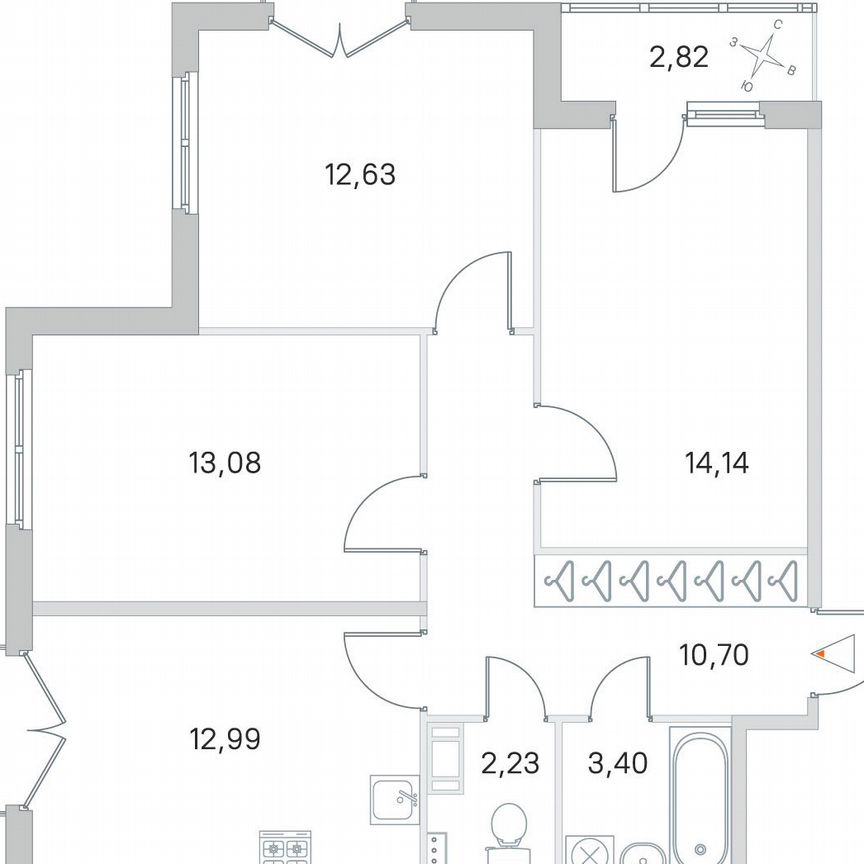 3-к. квартира, 70,6 м², 3/4 эт.