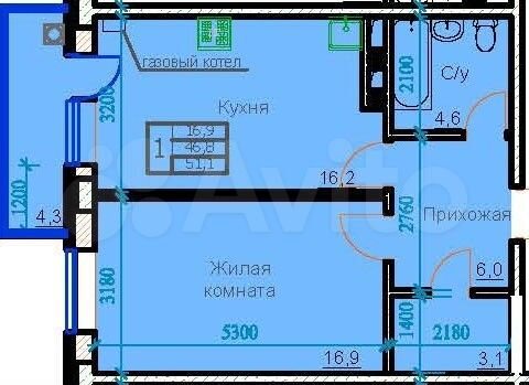 1-к. квартира, 51,1 м², 3/9 эт.