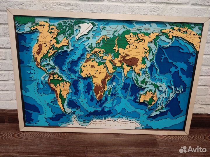 Деревянная карта мира глубинная Тюмень