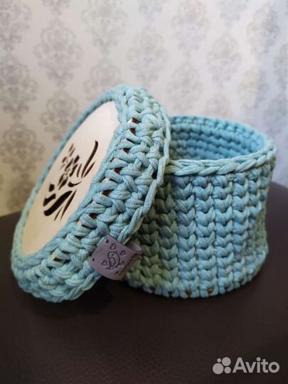 Корзинка из трикотажной пряжи