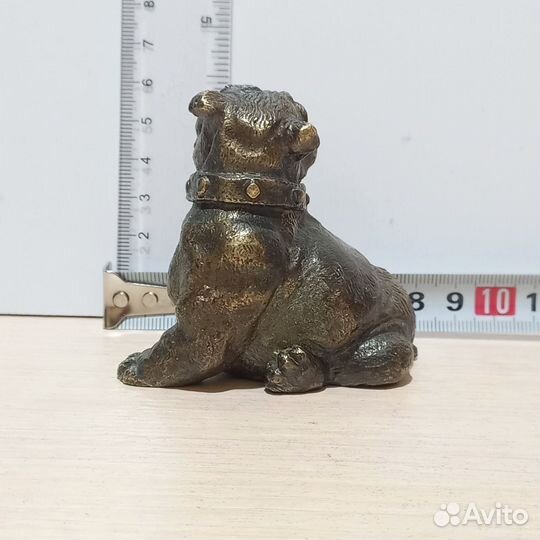 Бронзовая статуэтка бульдог в подарок.Литьё 383 гр