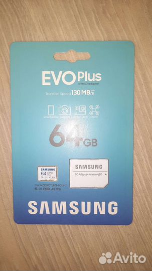 Карта памяти Samsung Evo Plus microsdxc 64gb