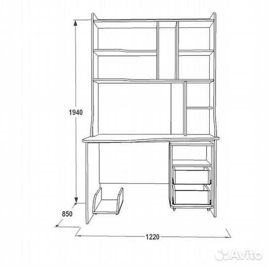Компьютерный стол с полками ск7