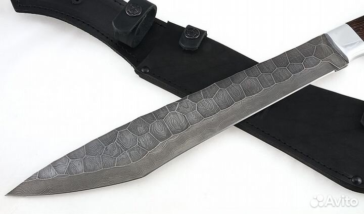 Нож Мачете №4 сталь дамаск полный камень, рукоять