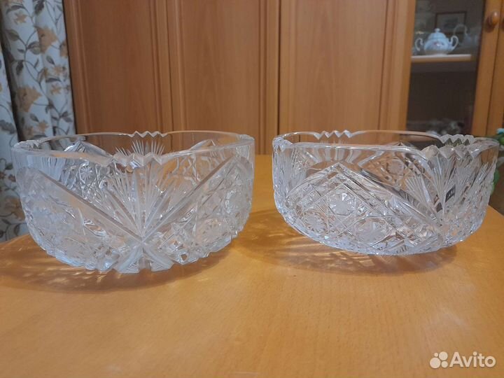 2 хрустальных салатника СССР