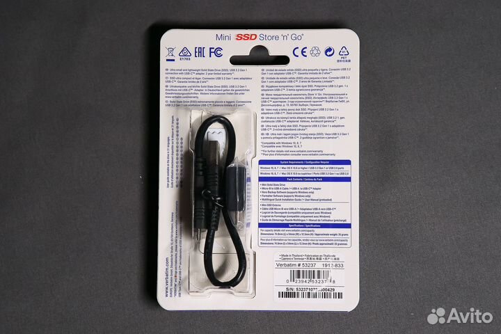 Внешний SSD Verbatim Store ‘n’ Go Mini (1Tb)