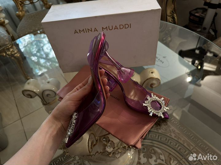 Новые босоножки Amina Muaddi Purple все размеры