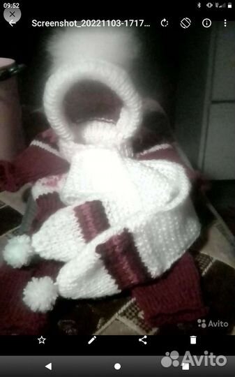 Шапка, шарф с аппликацией на животных