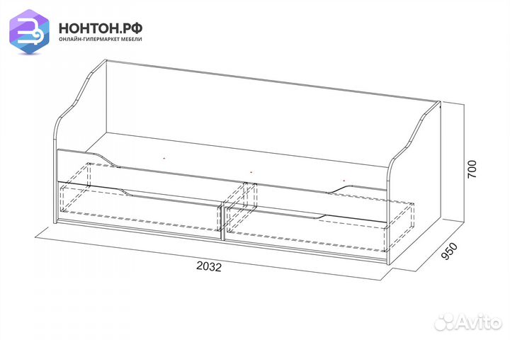 Кровать Грей 0.9 м цемент светлый / белый