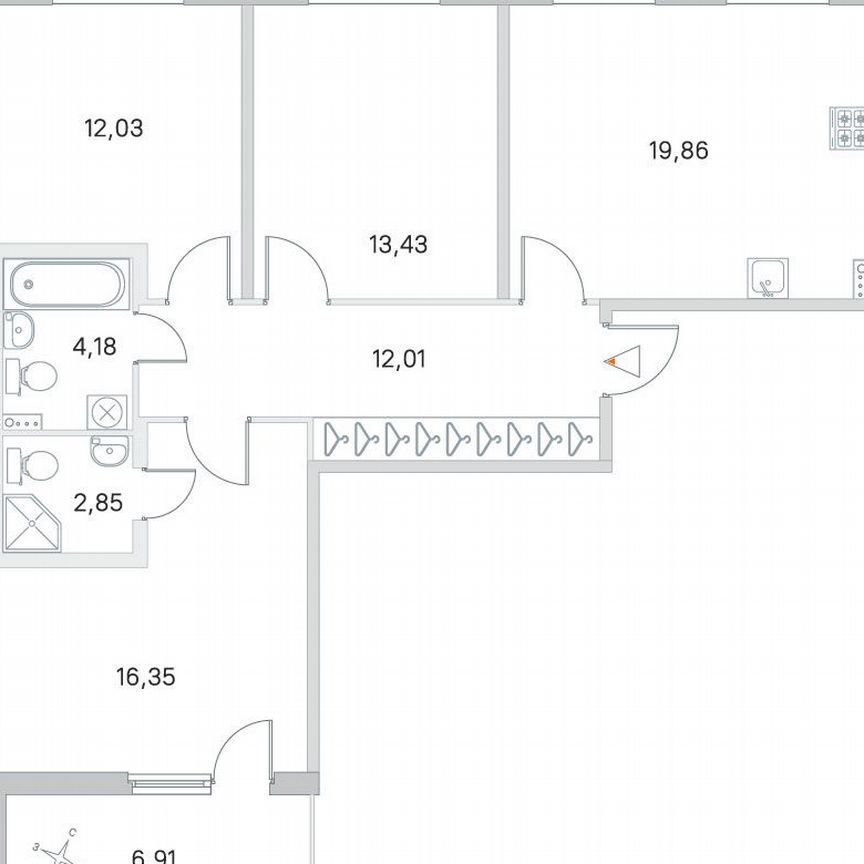 3-к. квартира, 84,2 м², 2/4 эт.