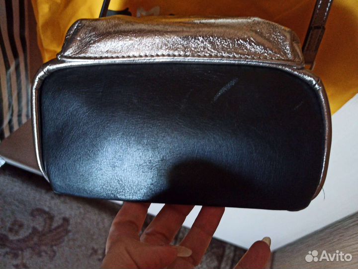 Рюкзачок натуральная кожа серебро