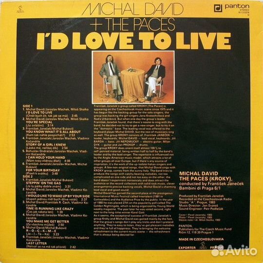 LP.Michal David + The Paces–I'd Love To Live- 1985
