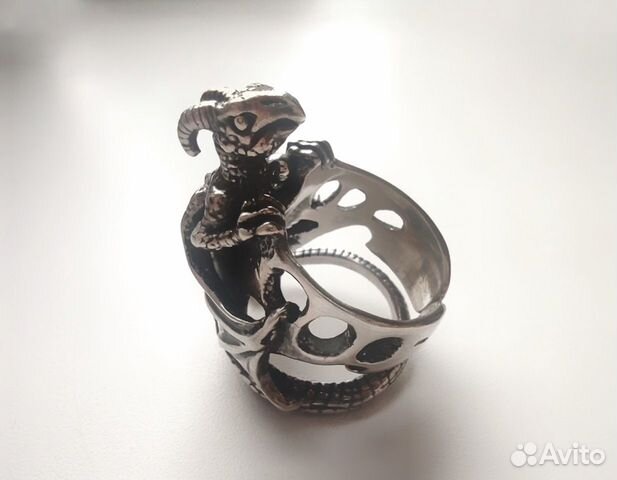 Крупный, рокерский, серебряный 925 пробы перстень
